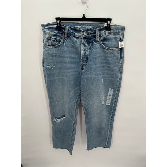 OLD NAVY NWT High Rise Slouchy Straight Secret Slim Pockets Denim Jean // 12 - Picture 2 of 9